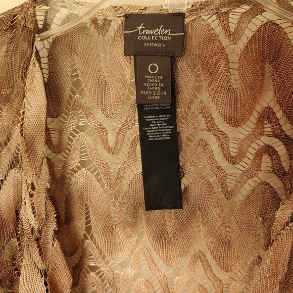 Chico's Travelers Collection sz 0- S/4 open front flame stitch jacket 3/4 sleeve - Picture 2 of 10